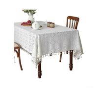 Nappe tricotée blanche avec franges 150 x 180 cm, housse décorative respirante pour salle à manger (150 x 260 cm)