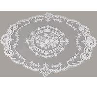 Napperon blanc rétro en dentelle au crochet français brodé fait à la main pour la ferme, la cuisine et le linge de maison, napperons (30,5 x 40,6 cm)