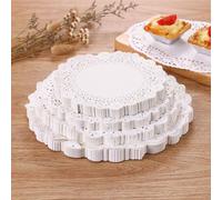 Napperon Dentelle Blanc 100 Pièces Napperon Papier Rond Table De Papier De Bout Napperons Gâteau Papier Pad pour Décorations De Mariage De Fête