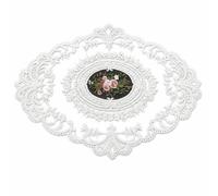 Napperon Floral en ntelle Brodée, Blanc, A-1L, 31x42cm