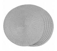 Napperon tressé en PP gris clair de 15 pouces, napperon de table à manger rond tressé, tapis résistant à la chaleur, napperon décoratif, best-seller, options de couleurs multiples, nappe, napperon de 