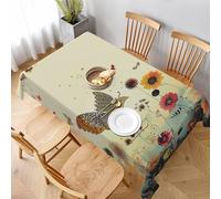 Nappes Poule Faisant Voler des Papillons Parmi Les Fleurs 137X183Cm Nappes | Nappe de table Facile d'entretien Nappe Rectangle Tablecloth Pour Jardin Salle à Manger pique-niques