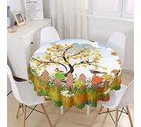 Nappes Rondes Imperméable Anti Taches, Treer Microfibre Essuyable Lavable Facile à Nettoyer Nappe avec 3D Fleur Imprimé Linge de Table, pour Cuisine Picnic Party Jardin Table (Oiseau,90cm)