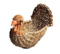 Naqqios Panier à dinde en rotin - Boîte de rangement pour bonbons, support en forme de dinde, organisateur de fruits de cuisine, panier de garde-manger, panier de présentation pour collations, panier