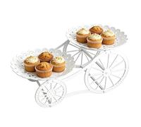 Naqqios Support De Service À Plusieurs Niveaux - Support Élégant En Forme De Chariot Creux, Assiette De Fruits À Double Couche En Forme De Chariot | Présentoir À Gâteaux Pour Fête D'anniversaire