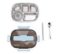 Naroote Boîte à Déjeuner en Acier Inoxydable avec 5 Compartiments et Bol à Soupe pour Adultes et Enfants - Coffret Thermique (BLUE)