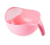 Naroote Bol Passoire pour Lave-Riz, Passoire en Plastique Confortable pour Laver le Riz, les Légumes et les Fruits, 29x20x15cm, 1 unité (Grand rose)