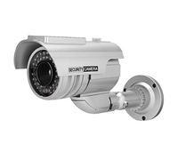 Naroote Caméra Factice à énergie Solaire avec Lumière LED Clignotante pour la Surveillance dans Les Maisons ou Les Entreprises, ABS argenté, Inclinaison Réglable de 0 à 90° et Rotation de 0 à 360°