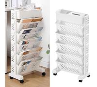 Naroote Étagère Mobile Grande capacité Rotative Amovible en Plastique Pratique étagère D'organisation Roulante étagère Mobile avec roulettes Chariot de Fichiers Roulant (6 Couches)