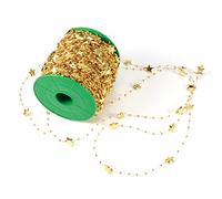 Naroote Guirlande de Perles en Forme D'étoile, 60m, Fausses Perles, pour Décoration élégante de Fête de Mariage, Couleur or et Argent, DIY (étoile dorée à cinq branches)