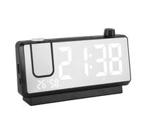 Naroote Horloge de Projection LED, Grand écran, Réveil Miroir élégant pour la Maison et la Chambre à Coucher, avec Fonction de Chargement USB (Black)