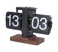 Naroote Horloge Rétro Flip, Horloge Mécanique, Petite Forme d'équilibre de 24 Heures, Style Minimalisme pour Le Salon (Page Noire d'étagère Noire)