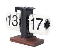 Naroote Horloge Rétro Flip, Horloge Mécanique, Petite Forme d'équilibre de 24 Heures, Style Minimalisme pour Le Salon (Page Blanche d'étagère Noire)