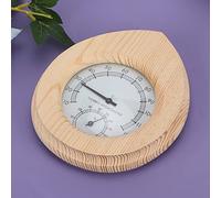 Naroote Hygromètre en Bois en Forme de Goutte, Thermomètre et Hygromètre Classique 2 en 1 pour Accessoires de Salle de Sauna, Pin Blanc 16.5x14cm