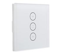 Naroote Interrupteur de Rideau WiFi Intelligent, Panneau Tactile élégant avec Commande de Minuterie pour la Maison et le Bureau, Verre trempé élégant 110-240V (WHITE)