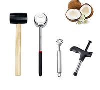 Naroote Kit D'outils Ouvre-noix de Coco avec Marteau en Caoutchouc | Ouverture de noix de coco effort, conception en acier inoxydable, fonctionnement stable, usage domestique