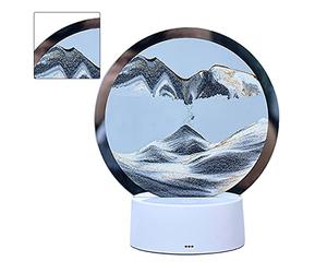 Naroote Lampe de Table de Peinture de Sable de Sablier 3D, Lampe d'art de Sable Mouvant à Couleur Changeante pour Chambre à Coucher, Chambre d'hôtel (Paysage noir et blanc)