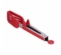 Naroote Pince à Spatule Alimentaire en Silicone en Acier Inoxydable, Pinces Durables pour Barbecue à Domicile, Fournitures de Cuisine (Support rouge 9 pouces)