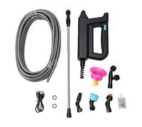 Naroote Pistolet Pulvérisateur à Batterie Télescopique & 5 Buses | Extension 42-78cm, Jet Pluie/Jet Ventilateur/Réglable, Filtre à Gravité & Tuyau 8m, Batterie 2,5h, pour Jardin, Voiture