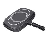 Naroote Poêle à Frire Antiadhésive Double Face, Batterie de Cuisine Scellée avec Poignée Anti-brûlure Isolée pour Barbecue en Plein Air à la Maison