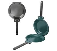 Naroote Poêle à Frire Antiadhésive Double Face pour Faire des Crêpes, des Oeufs et des Toasts en Cuisine, Acier Titane Vert - 1 Unité