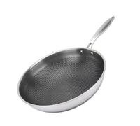 Naroote Poêle à Frire en Acier Inoxydable 316 avec Couvercle, Poêle Antiadhésive Double Face en Nid D'abeille avec Fond composé, Passe au Lave-vaisselle, Universelle (30cm)