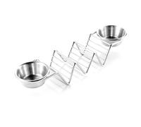 Naroote Support à Tacos en Acier Inoxydable avec 3 Grilles (avec | Durable, finition brillante, construction stable, idéal pour manger, comprend une tasse à sauce.