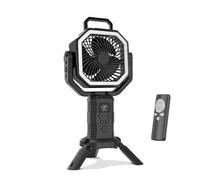 Naroote Ventilateur de Camping avec Trépied, Ventilateur Extérieur Rechargeable, 20 000 MAh, alimenté par Batterie ABS, avec Lumière LED à Distance, 4 Vitesses, pour Tente, Camping, (BLACK)