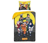 Halantex NARUTO 5 PERSONAGGI Kakashi Sasuke Sakura Parure de lit en coton - Housse de couette 140 x 200 cm et taie d'oreiller 70 x 90 cm - Multicolore NA-3266BL
