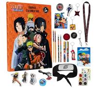 Naruto Calendrier de L'Avent 2026 Enfants et Ados, 24 Surprises Papeterie | Compte à Rebours Noel avec Papeterie, Lanière, Porte-clés et Plus Anime Accessoires, Idee Cadeau Enfant et Ados (Orange)