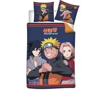 Naruto Housse de Couette 140x200 Manga Officiel Coton Cadeau | Parure de lit réversible 1 personne | Coton naturel respirant | Licence manga | Ado | Cadeau | Lavable en machine