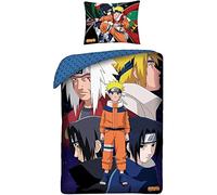 Naruto Housse de Couette 140x200 + Taie 65x65 100% Coton Cadeau | Parure de lit réversible 1 personne | Coton naturel respirant | Manga officiel | Ado | Cadeau | Lavable en machine