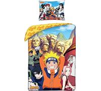 Naruto Shippuden Housse de Couette 140x200 + Taie 70x90 100% Coton Cadeau | Parure de lit réversible 1 personne | Coton naturel respirant | Manga officiel | Ado | Cadeau | Lavable en machine