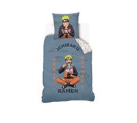 NARUTO SHIPPUDEN - Housse de couette Naruto Ramen 140x200 cm - 100% Coton - Bleu