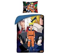 Naruto Uzumaki Housse de Couette 140x200 + Taie 65x65 Coton Cadeau | Parure de lit réversible 1 personne | Coton naturel respirant | Manga officiel | Ado | Cadeau | Lavable en machine
