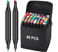 Narval Lot de 48 marqueurs colorés à double pointe + marqueurs double face pour dessin, esquisse, croquis permanents pour enfants et adultes (48)