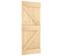 Narvik Porte coulissante en bois de pin 152,5 x 210 cm et noir | Bois massif non traité, rail en acier noir, utilisation intérieure, montage requis, roulettes et butées de porte incluses