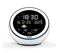 NASA WSP1500 - Station Météo Intérieure/Extérieure - Enceinte Bluetooth, 2 Capteurs Extérieurs Sans Fil, Écran LED 4,7”, Température & Humidité, Radio FM, Horloge Réveil et Calendrier - Blanc