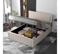 Nashville lit coffre 160x200cm en velours beige