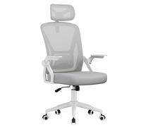 naspaluro Chaise de Bureau Ergonomique, avec accoudoirs réversibles à 90°, siège en Maille Respirante, Fonction Rotation et basculement à 360°, Convient au Bureau et à la Maison, Gris.