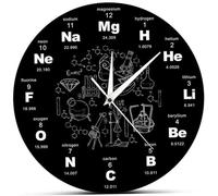 NASSMOSSE Horloge Murale Tableau périodique éducatif des éléments Symboles Chimiques silencieuse Cloque de e résité