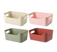 NASSMOSSE Petits bacs en plastique 4 pièces, ensemble de paniers en plastique-paniers de rangement à façade basse pour cuisine, salle bain, étagères et armoires, 9.57x6.69x3.94 pouces