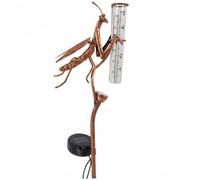 NASSMOSSE Pluviomètre décoratif extérieur, pluviomètre à énergie Solaire résistant au Gel, Compteur d'eau de Pluie pour Jardin, Art décoratif extérieur en Fer Mantis avec Tasse en Verre, cuivre