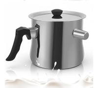 Nastopee Casserole à Lait avec Couvercle, Marmite à Double Paroi 1,5 L, Casserole à Lait Induction avec Poignée, Mijoteuse, Marmite, en Acier Inoxydable, pour Gaz, électrique, Induction