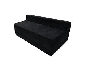 Natalia Spzoo Chauffeuse Pliable 200×120×10 cm - Matelas Pliant en Mousse, Matelas d’Appoint Compact, Fauteuil Convertible/Futon Pliable - Housse Amovible (Noir)