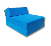 Natalia Spzoo Matelas de Jeunesse lit Fauteuil futon Pliable Pliant Choix des Couleurs - Longueur 160 cm (Bleu)
