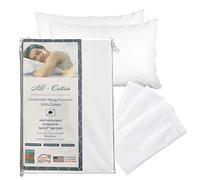 National Allergy Lot de 4 protège-oreillers 100 % Coton de qualité supérieure à Fermeture éclair - Très Grand lit - 300 Fils au Pouce carré - Taie d'oreiller hypoallergénique avec Fermeture éclair -