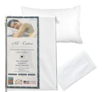 National Allergy Protège-Oreiller 100 % Coton de qualité supérieure avec Fermeture éclair - Grand lit - Blanc - 300 Fils au Pouce carré - Taie d'oreiller hypoallergénique avec Fermeture éclair -