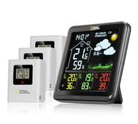 National Geographic Station Météo Couleur sans Fil avec Capteur Extérieur VA avec 4 Zones De Mesures pour Intérieur Ou Extérieur, Noir