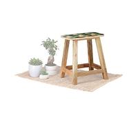Native Home Tabouret 2 en 1 Petite Table d’Appoint & Siège, avec Motif, Massif, Moderne HLP 45,5 x 42 x 26 cm, Nature, Manguier, Beige